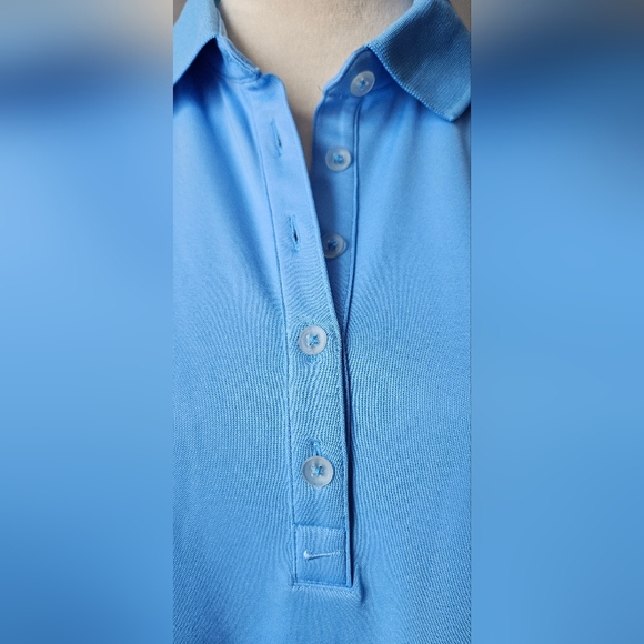 NIKE Golf Tour Performace Womens Dri-fit Sleeveless Solid Blue Polo - Picture 4 of 7